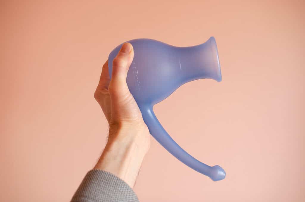 NoseBuddy, neti pot with a long curved spout.