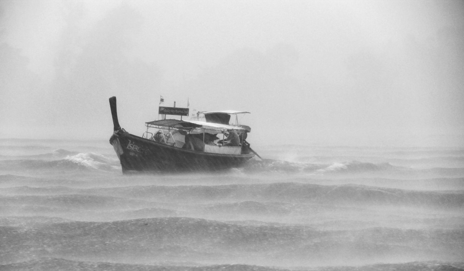 Boat on a stormy sea - symbol of getting frustrated while meditating.