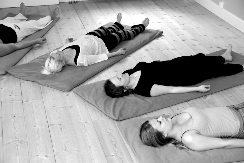 Shavasana during yoga class.