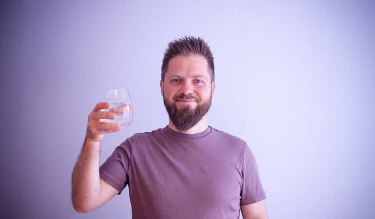 Man doing intestinal cleansing.